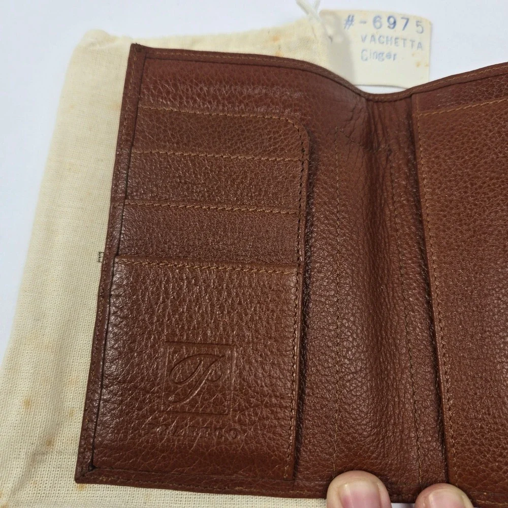 Vintage Pfaffco Vachetta Ginger Pebbled Leather Passport Wallet Bifold Bolivia
